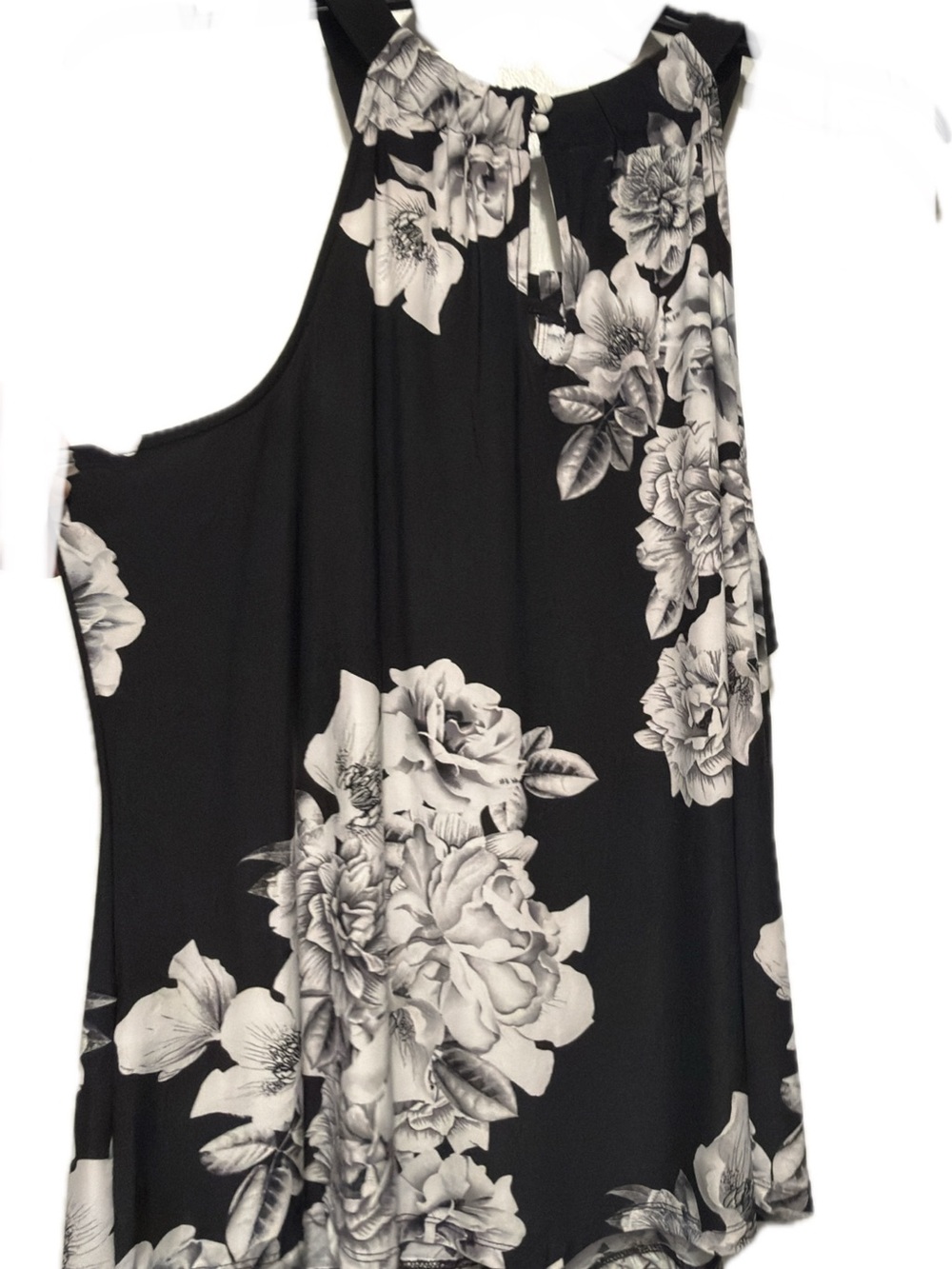 INC International Concepts Black and White Floral Print Top
